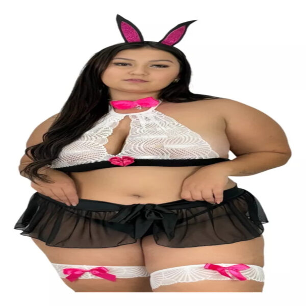 Fantasia Sexy Luxo Plus Size Coelha PlayBoy Pink