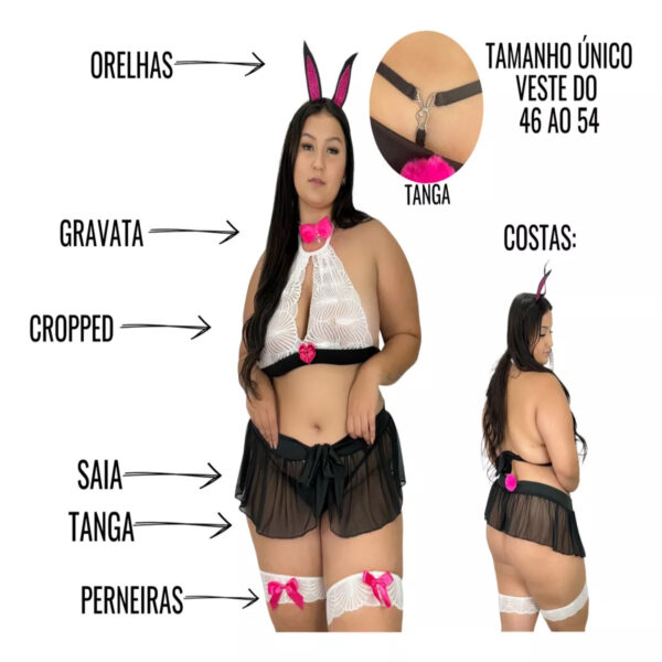 Fantasia Sexy Luxo Plus Size Coelha PlayBoy Pink - Imagem 3