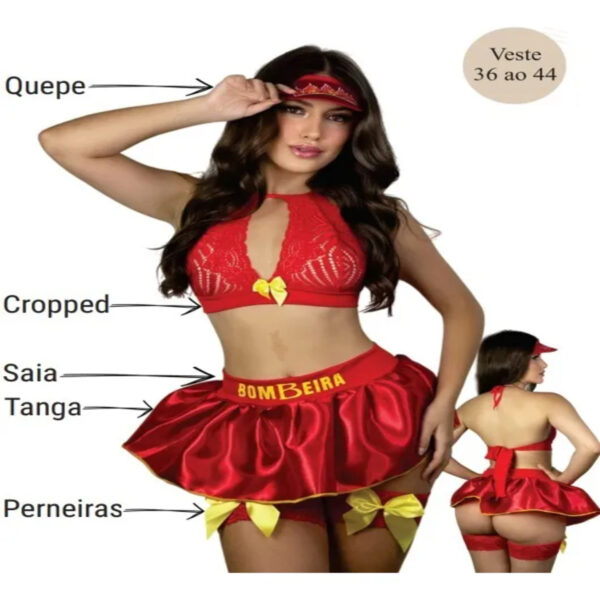 Fantasia Sexy Luxo Bombeira Vem Apagar Meu Fogo - Imagem 3