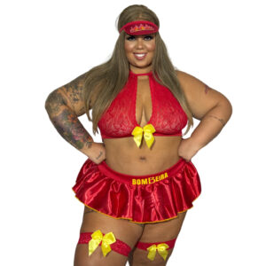 Fantasia Sexy Luxo Plus Size Bombeira Vem Apagar Meu Fogo