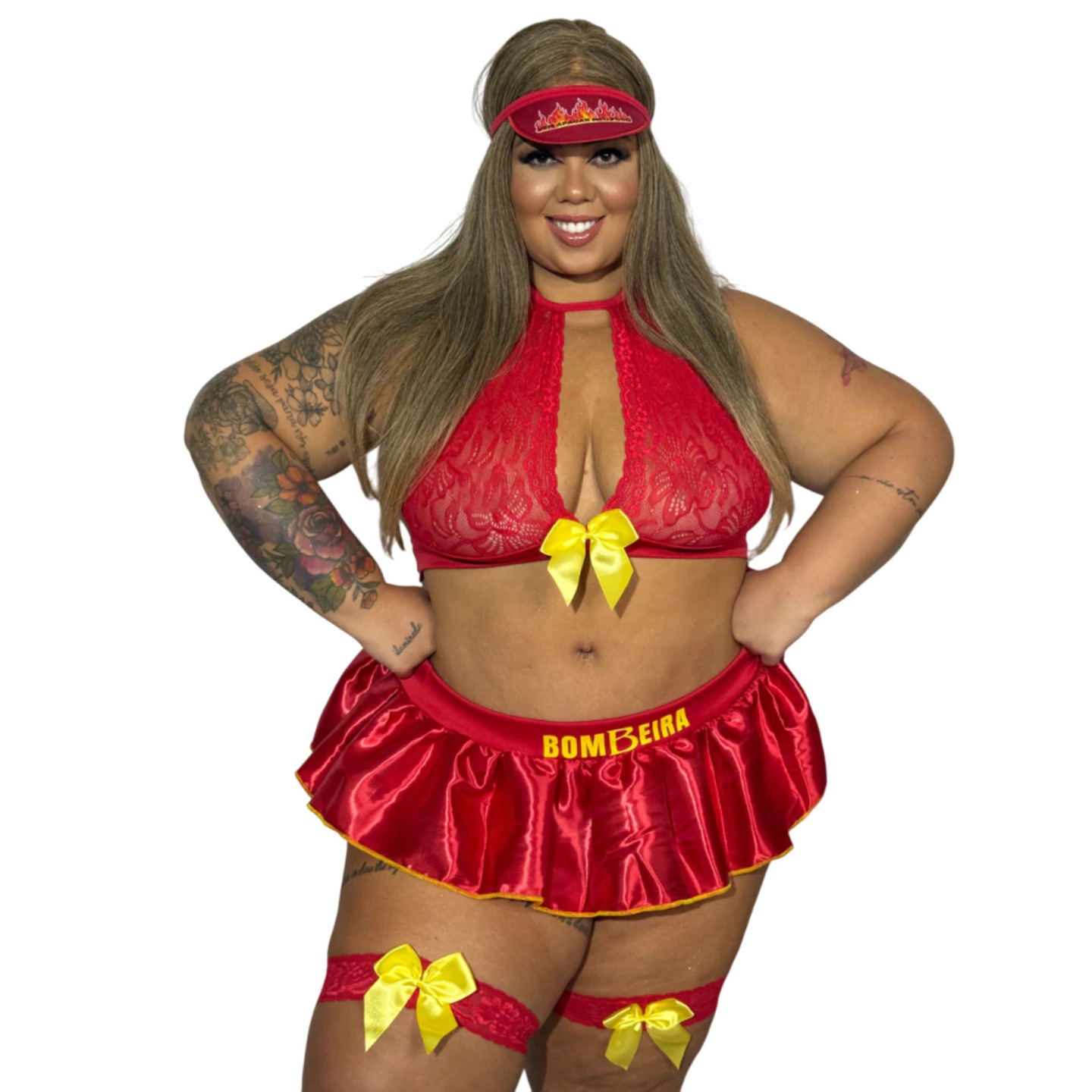 Fantasia Sexy Luxo Plus Size Bombeira Vem Apagar Meu Fogo