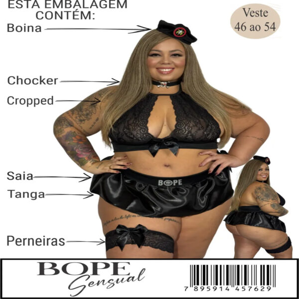 Fantasia Sexy Luxo Plus Size Bope Sensual - Imagem 3