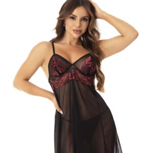 Camisola com calcinha em Renda Bicolor - Geisa