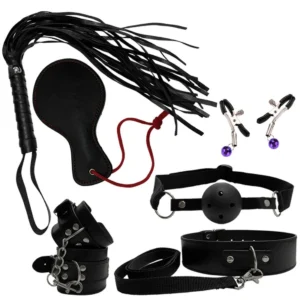 Kit Bondage com 7 Peças em Couro Sintético
