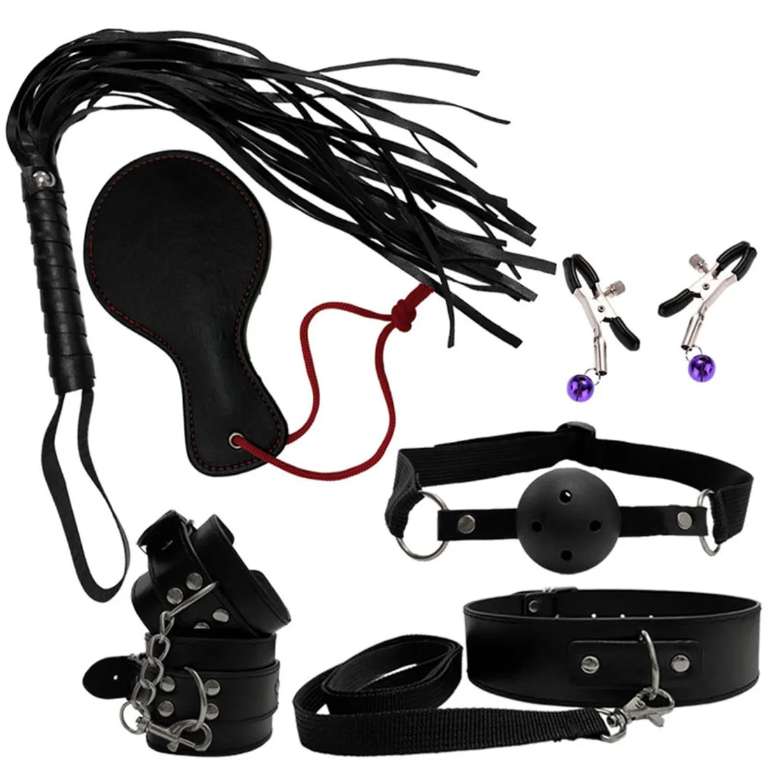 Kit Bondage com 7 Peças em Couro Sintético