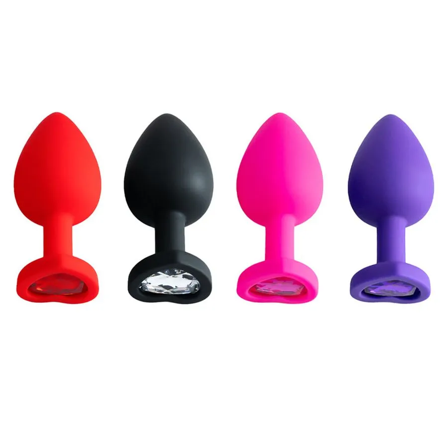 Plug Anal em Silicone com Pedra em Formato de Coração Pequeno Vip Mix