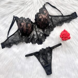 Conjunto Flowers Com Bojo Luxo D´Lingerie