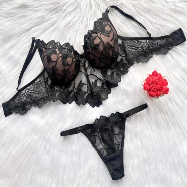 Conjunto Flowers Com Bojo Luxo D´Lingerie