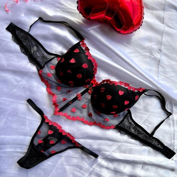 Conjunto Bordado Coração Luxo D´Lingerie - Imagem 2